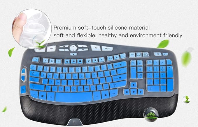 Keyboard Cover for Logitech K350 MK550 MK570 Keyboard Cover Skin for Logitech K350 MK550 MK570 Wireless Keyboards Covers Skin Protector Accessories, Ombre Blue
