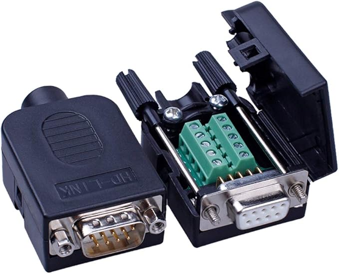 10PCS DB9 Male Breakout Connector,DB9 Solderless RS232 D-SUB Serial to 9-pin Port Terminal Adapter Connector Breakout Board with Case Long Bolts Tail Pipe