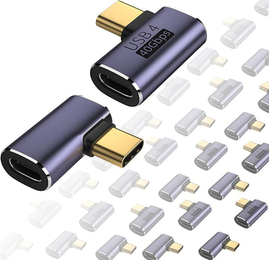90 Degree Right Angle USB C Adapter 40Gbps Data Transfer USB 4.0/Thunderbolt 4 Type C Male to Female Connector Extender for Mobile Phone, Switch, Steam Deck, Tablet, Laptop (20 Pack)