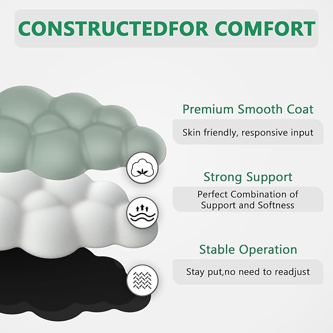 AKIT Bubble Massage Ergonomic Mouse Pad with Wrist Rest for Computer Keyboard Cloud Wrist Rest Keyboard Pad and Cute Mouse Pad with Wrist Support, Soft Green Mousepad Gaming Mouse Pads for Desk Office
