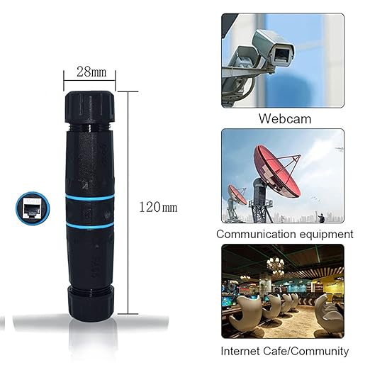 IP68 Waterproof RJ45 Coupler Shielded Pure Copper Ethernet Coupler - Outdoor LAN Cable Connector for Cat5/ Cat5e/Cat6/Cat7/Cat8 Ethernet Cable (Black 5 PCS Female)