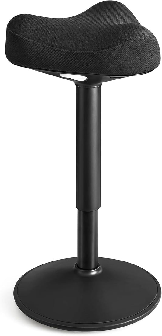 SONGMICS Ergonomic Wobble Stool, Height Adjustable Standing Desk Stool 23.3-33.1 Inches, Swivel Balance Chair with Non-Slip Base, Saddle Seat, for Active Sitting, Office, Home, Ink Black UOSC008B01