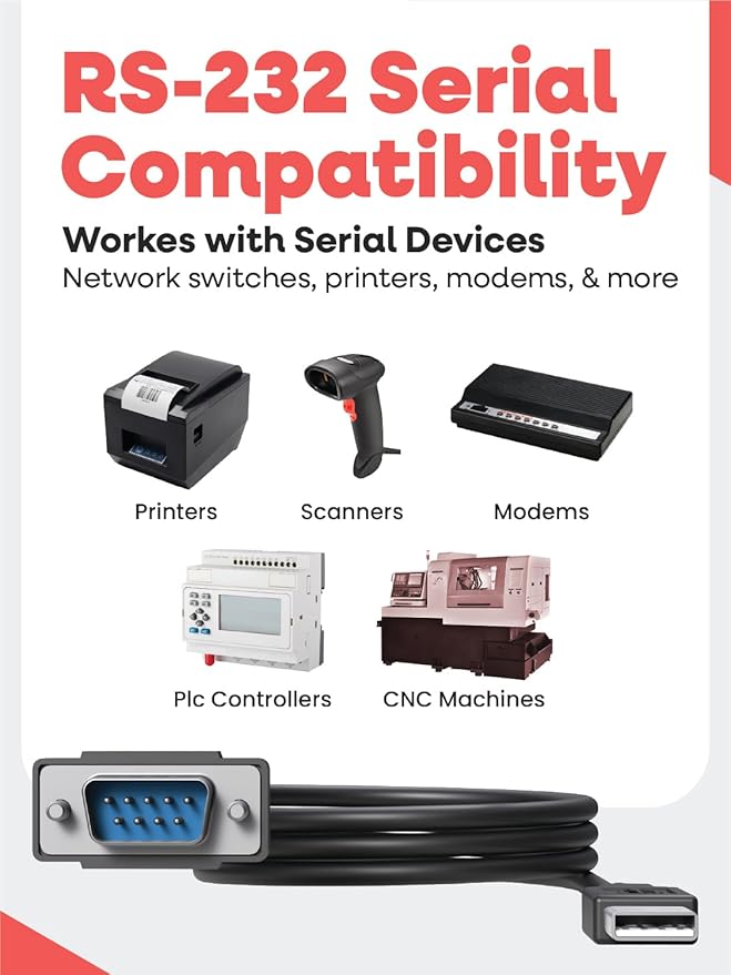 USB to RS232 Serial Adapter 3ft. Cable