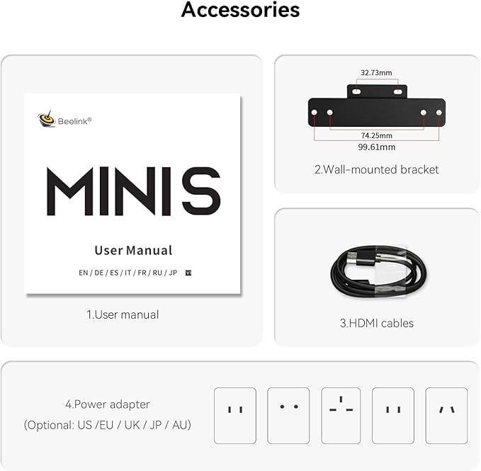 Beelink Mini PC, Mini S12 Intel 12th Gen 4-Core N95(up to 3.4GHz), Mini Computer 8GB DDR4 RAM 256GB SSD, Desktop PC Dual HDMI 4K UHD/Gigabit Ethernet/Dual WiFi5/BT4.2/HTPC/W11 Home