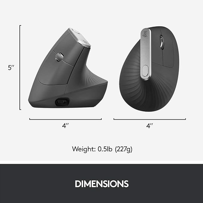 Logitech Mouse MX Vertical, 910-005448 (Renewed)