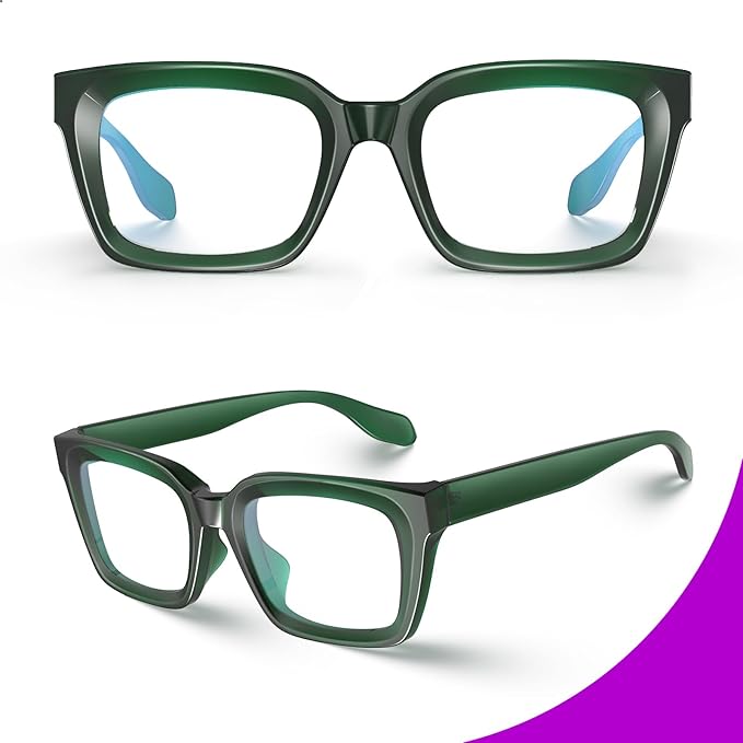 VISOONE Chunky Square Blue Light Blocking Glasses with Anti Computer Glare for Working Women Men MONTANA