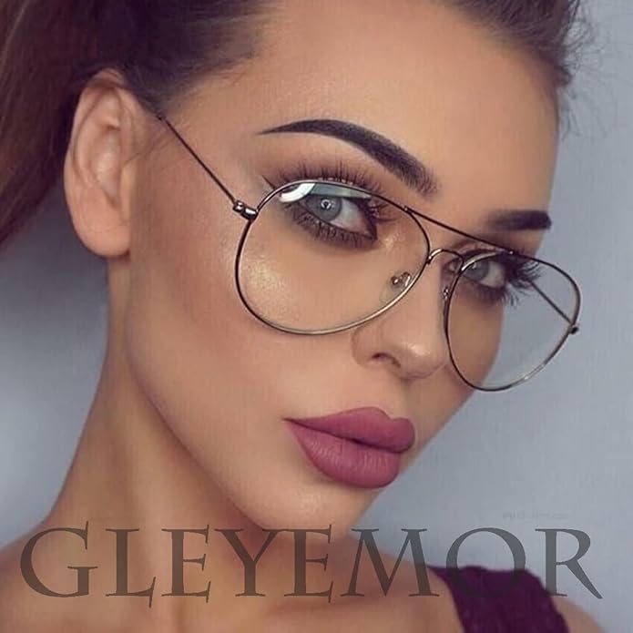 Gleyemor Blue Light Aviator Glasses for Women Men, Metal Frame Anti Blue Light Lens Computer Glasses