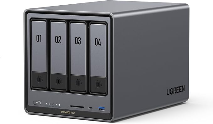 UGREEN NASync DXP4800 Plus 4-Bay Desktop NAS,Network Attached Storage (Diskless) Bundle with HDMI Cable Right Angle 4K 90 Degree HDMI Cord 6.6 FT