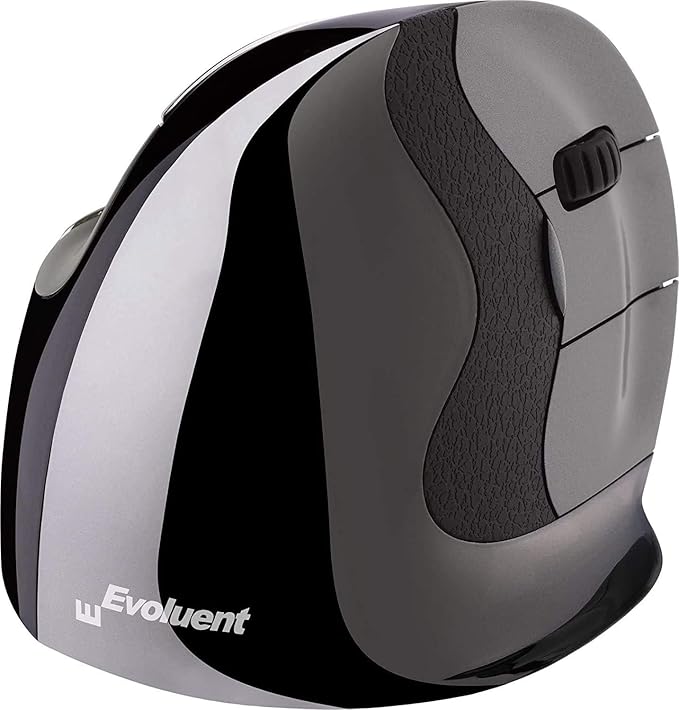 Evoluent Mouse VMDMW - VerticalMouse D, Right Hand Ergonomic Design, Evoluent Vertical Mouse D Medium with Wireless Connection for Laptop and PC, Plus Jestik Microfiber Cloth