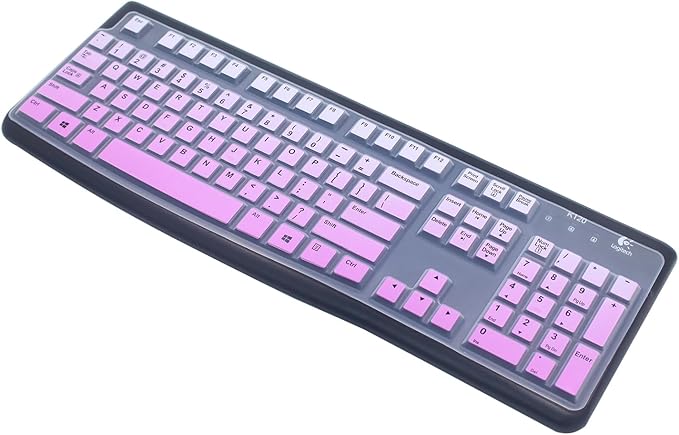 Silicone Keyboard Skin Cover Protector Compatible for Logitech K120 & MK120 Full-Size Wired Keyboard, MK120 & K120 Keyboard Protective Accessories (Ombre Purple)
