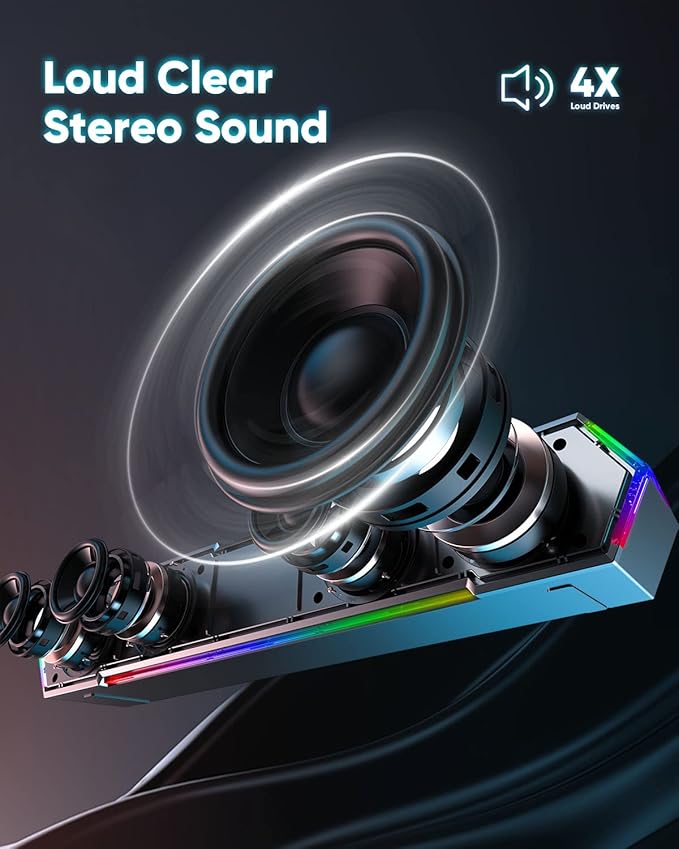 LENRUE G11 Computer Speakers for Desktop, Touch Lights PC Speakers with Surge Clear Sound, USB C/USB Powered for Computer Desktop PC Laptop Monitor