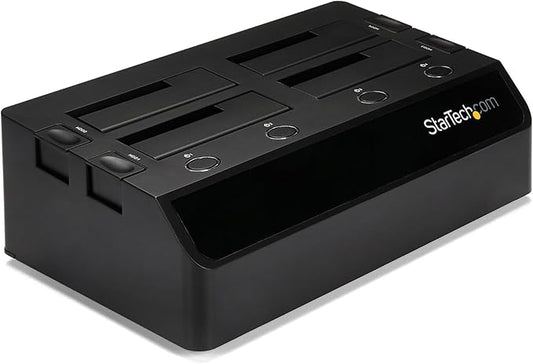 StarTech.com 4-Bay USB 3.0 To SATA Hard Drive Docking Station, USB Hard Drive Dock, External 2.5/3.5" SATA III SSD/HDD Docking Station, Hot-Swap Hard Drive Bay, Top-Loading (SDOCK4U33),Black