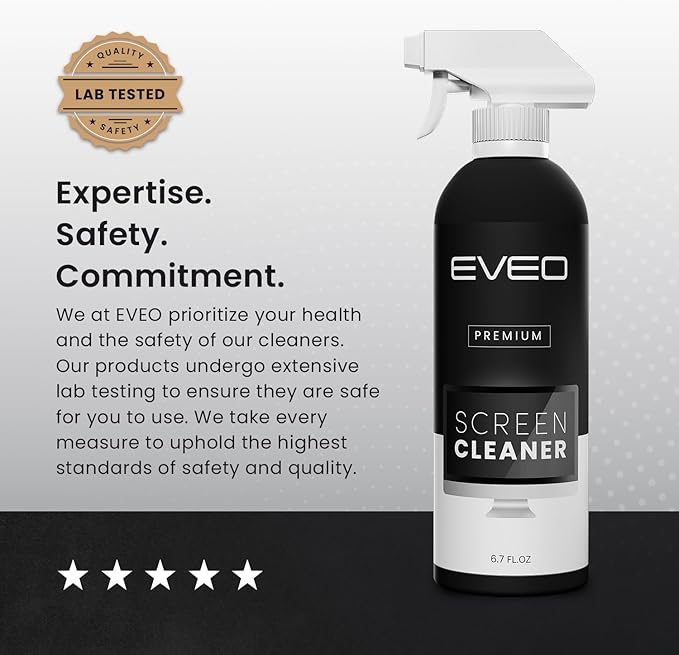 EVEO Screen Cleaner Spray - Large Screen Cleaner Bottle - TV Screen Cleaner, Computer Screen Cleaner, for Laptop, Phone, Ipad - Computer Cleaning kit Electronic Cleaner (1 Pack)