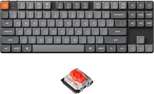 Keychron K1 Max Ultra-Slim QMK/VIA Bluetooth Wireless/USB Wired Custom Mechanical Keyboard, 2.4 GHz Hot Swappable TKL Layout RGB Backlight Ergonomic Keyboard with Low-Profile Gateron Red Switch