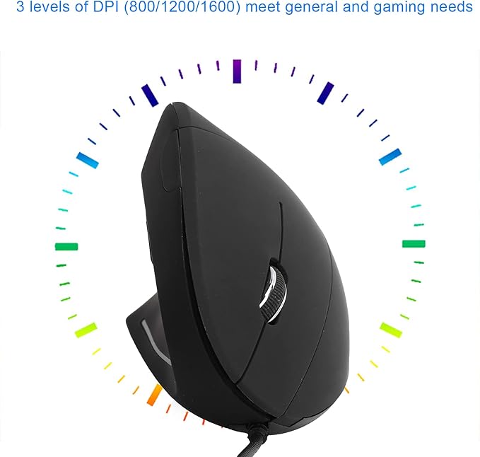 Wired Left Hand Mouse,Vertical Left Hand Mouse,Mouse Vertical Ergonomic 800/1200/1600DPI USB Optical Mouse,Easy to Use. (Left Hand Wired)