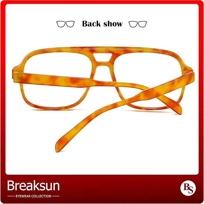 Oversized Square Aviator Glasses for Women Men Big Frame Retro Blue Light Blocking Glasses Vintage Style