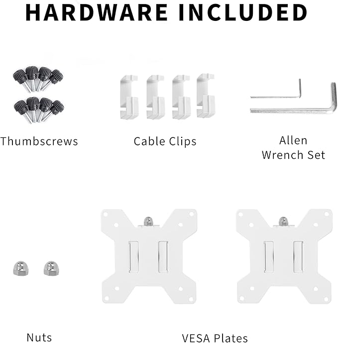 VIVO White Fully Adjustable Dual Monitor Arm for Desk Mount Stand, Double Monitor Arm for 2 Screens up to 27 inches, PT-SD-AM02AW