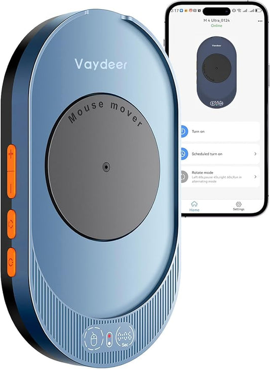 Vaydeer M4 Utra Mouse Mover with APP, Undetectable Mouse Jiggler Device with Remote Control and Timer Function, Driver-Free Shaker Wiggler Mouse Movement Simulation for Computer Awakening