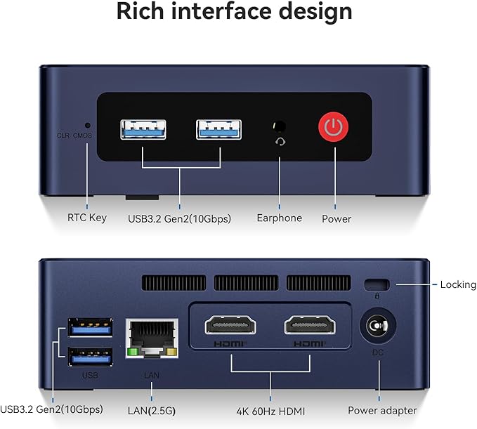 Beelink Mini PC, Mini S12 Intel 12th Gen 4-Core N95(up to 3.4GHz), Mini Computer 12GB LPDDR5 RAM 500GB SSD, Desktop PC Dual HDMI 4K UHD/2.5G/Dual WiFi5/BT4.2/HTPC/W11 Home