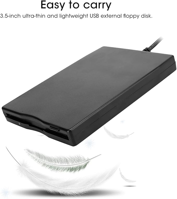 3 5" USB External Floppy Disk Drive, Portable Floppy Drive, 1 44 MB FDD for PC Window 2000/XP/Vista/7/8, No Extra Driver Required, Plug and Play, USB External Floppy Disk Drive Portable 1 44 MB FD