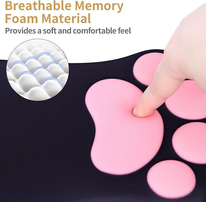 L-SPOUTTO Ergonomic Mouse Pad with Wrist Rest and Keyboard Wrist Rest,Cute Comfortable Computer Mouse Pad Wrist Support, Pain Relief Mousepad with Non-Slip PU Base for Desk Laptop Gaming Office,Black