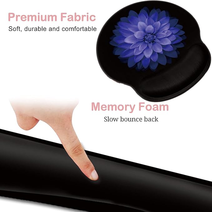 Keyboard Wrist Rest and Mouse Pad with Wrist Support, Ergonomic Gel Mouse Pad Coaster, Comfortable Lightweight for Easy Typing Pain Relief, Memory Foam Keyboard Mousepad Set,Purple Flowers