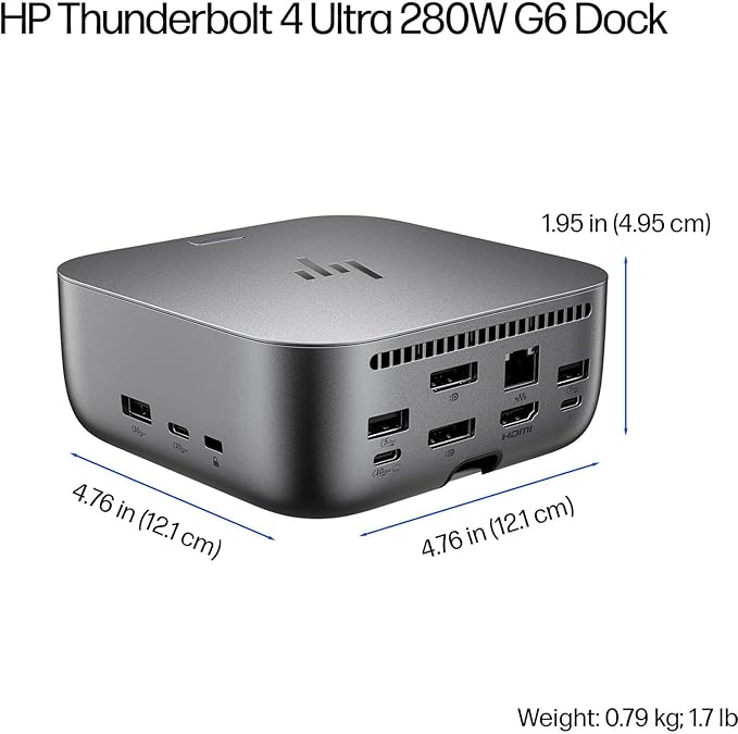 HP 280W G6 Thunderbolt 4 Ultra Dock Port Replicator Bundle w/DKZ Hub (Universal Thunderbolt/USB-C Docking Station, Single Cable for Charging, Data Transfers to Any Brand Laptop) AW5M5UT#ABA
