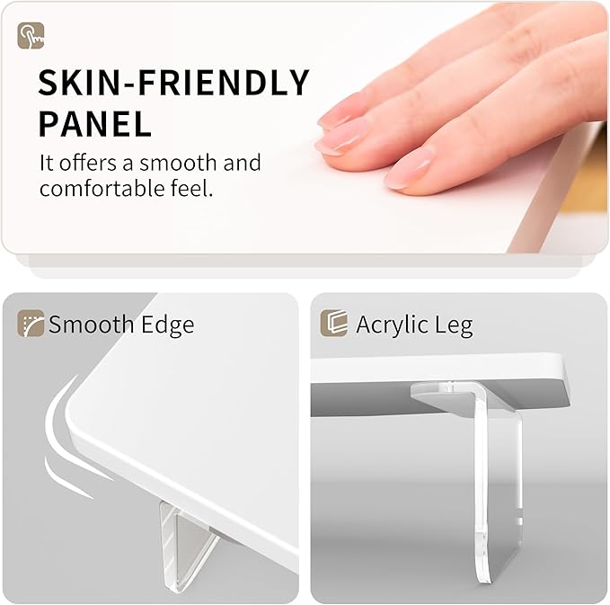 LED Dual Monitor Stand Riser for 2 Monitors,Office Desktop Wooden Stand Adjustable Length and Angle 3 Shelf,Extra Long Multifunctional Stand up to 44.4" for Computer,Laptop,TV,White