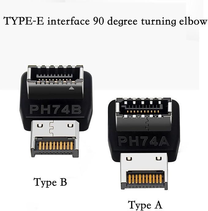 USB 3.2 Type-E 90 Degree Front Panel Socket, Vertical USB C Header Adapter Converter for Computer Motherboard (PH74A)