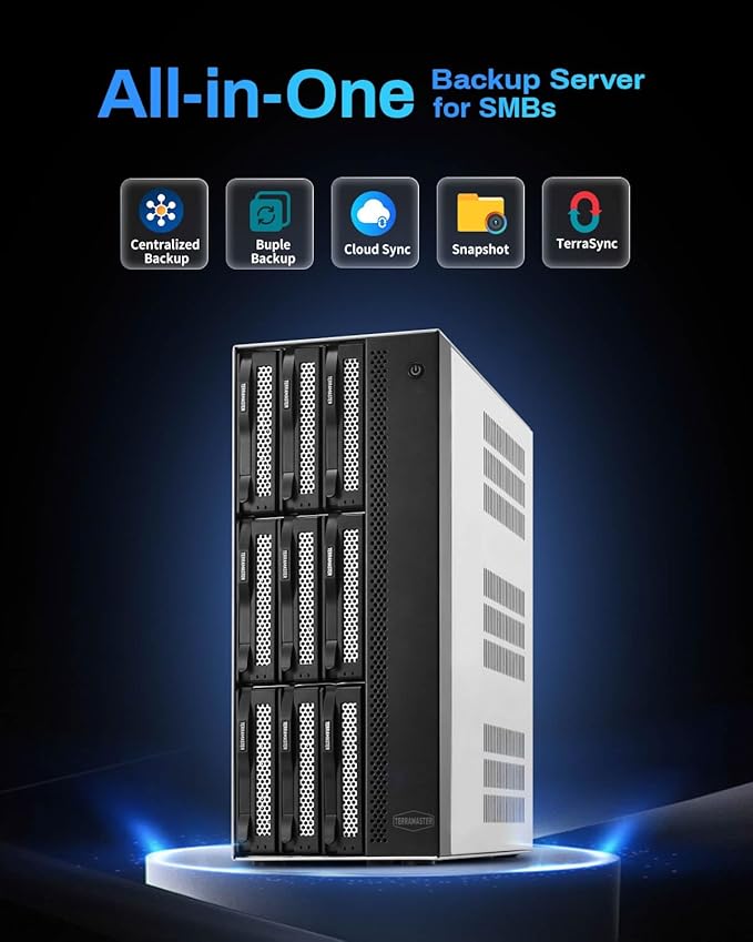 TERRAMASTER T9-500 Pro NAS Storage - 9Bay Core i7 1255U 10-Cores 12-Threads CPU, 16GB DDR5, Dual 10GbE Ports, Network Attached Storage Peak Performance for Business (Diskless)
