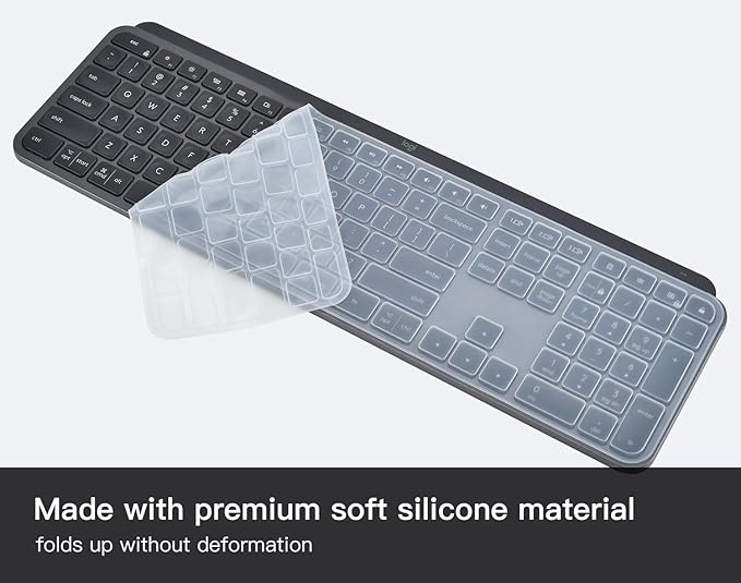 Keyboard Cover Skin for Logitech MX Keys S & MX Keys Advanced Illuminated Wireless Keyboard, Logitech Craft Advanced Wireless Keyboard Protector, (Not Fit MX Keys S for Mac), Clear
