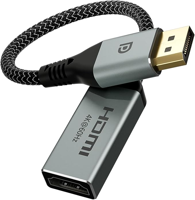 VCELINK 4K Display Port to HDMI Adapter [4K@60Hz, 2K@165Hz, 2K@144Hz], Uni-Directional DP Male to HDMI Female Converter for Monitor, Computer, TV, Projector