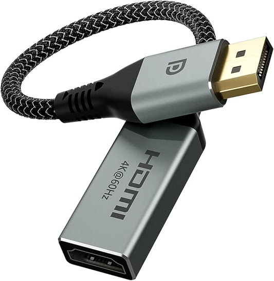 VCELINK 4K Display Port to HDMI Adapter [4K@60Hz, 2K@165Hz, 2K@144Hz], Uni-Directional DP Male to HDMI Female Converter for Monitor, Computer, TV, Projector