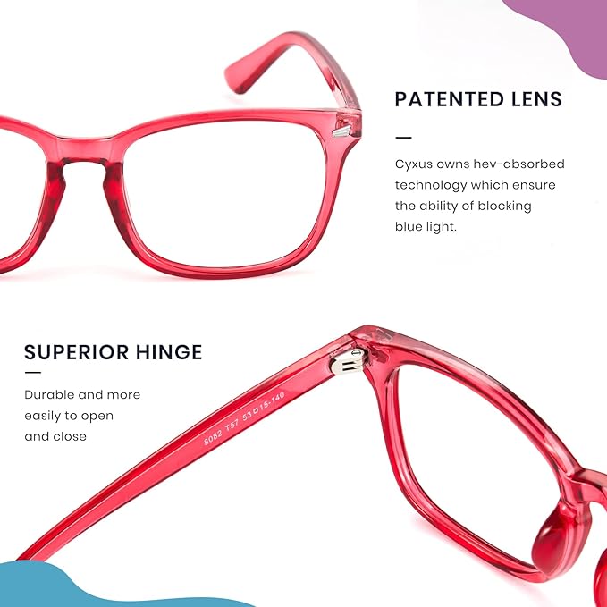 Cyxus Blue Light Glasses Men Women Reduce Eye Strain UV Blocking for Office Work Computer Screen 8082