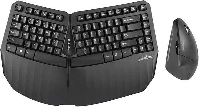 Perixx PERIDUO-813B US, Wireless Ergonomic Compact Keyboard & Vertical Mouse - Bundle with a 6-Button Ergonomic Vertical Mouse - Black - US English…