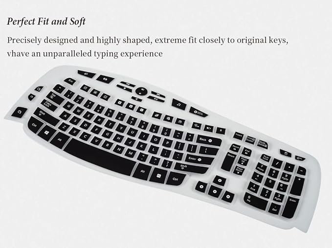 Keyboard Cover for Logitech K350 MK550 MK570 Wireless Wave Keyboard, Logitech K350 MK550 MK570 Wireless Keyboard Accessories Protective Skin -Black