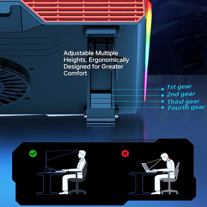 Cooling Pad for Acer Predator Helios Neo 16 Gaming Laptop, Cooler with Powerful Turbo Cooling Fan Can Fast Cooling CPU+GPU 40°C, Variable Speed,6 RGB Light Mode,Touch Control,LCD Screen