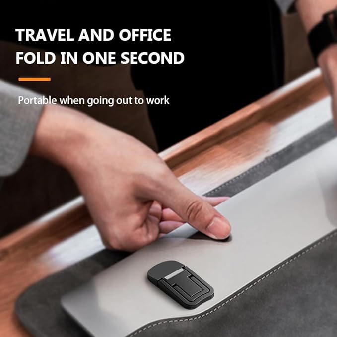 2PCS Zinc Alloy Mini Foldable Laptop Stand, Portable Computer Keyboard Riser with 2 Adjustable Angles, Self-Adhesive Invisible Notebook Stand and Keyboard Lift for Desk (Silver)
