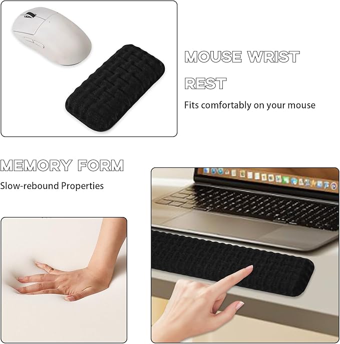 Wrist Rest for Keyboard and Mouse - Keyboard Wrist Rest Set with Non-Slip Silicone Base, Ergonomic Wrist Rest for Keyboard, Laptop, Mac, Office, Work, Gaming
