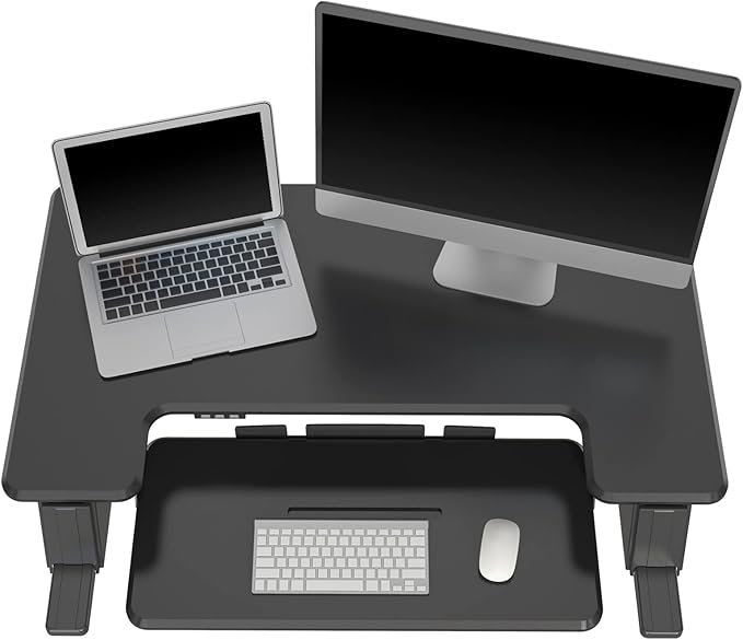 Realspace® P20 Standing Desk Converter With USB And Keyboard Tray, 19-3/10"H x 35-2/5"W x 23-1/5"D, Black