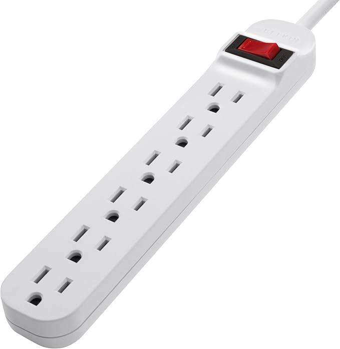 Belkin 6-Outlet Power Strip With 3ft Cord, White