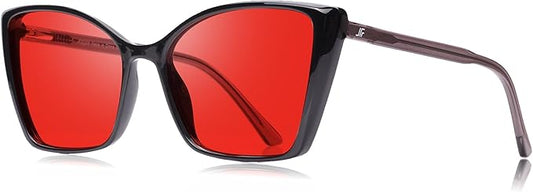 Women's Sleep Blue Light Blocking Glasses, Cat Eye Computer Gaming Glasses Anti Eyestrain & UV Glare (Red Lens Black Frame)