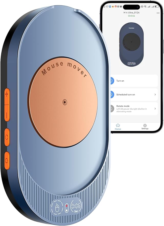 Vaydeer M4 Utra Mouse Mover with APP, Undetectable Mouse Jiggler Device with Remote Control and Timer Function, Driver-Free Shaker Wiggler Mouse Movement Simulation for Computer Awakening-Orange