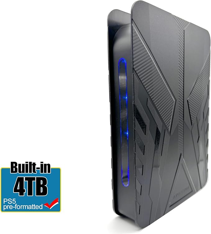 Avolusion PRO-T8 Series 4TB USB 3.0 External Gaming Hard Drive for PS5 Game Console (Black) - 2 Year Warranty (Renewed)
