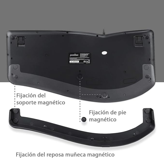 Perixx PERIDUO-505ES - Combo Teclado y Ratón ergonómico con Disposición de Teclas Dividida - Reposamuñecas Ajustable - QWERTY Español