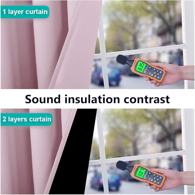 NICETOWN 100% Blackout Window Curtain Panels, Heat and Cold Blocking Drapes with Black Liner for Nursery, 50" Thermal Insulated Draperies (Lavender Pink, 2 Pieces, 37" Wide Each Panel)