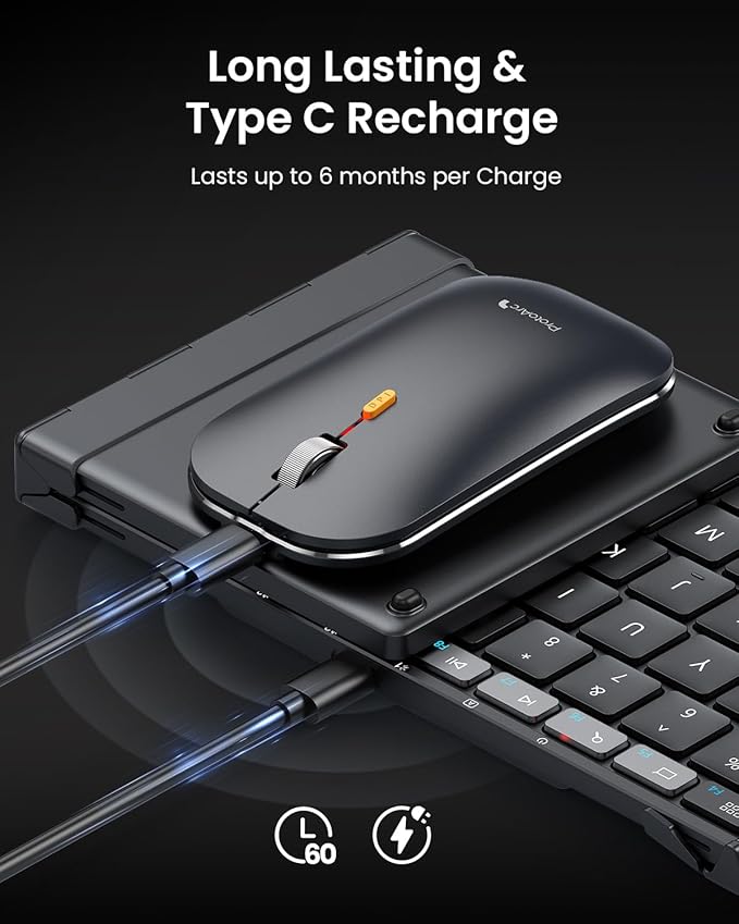 ProtoArc Foldable Keyboard Mouse Combo, XKM01 CaseUp Portable Bluetooth Keyboard and Mouse with Laptop Stand, a Mobile Work Solution for On-The-Go, Compatible with Laptop PC MacBook Windows Mac OS