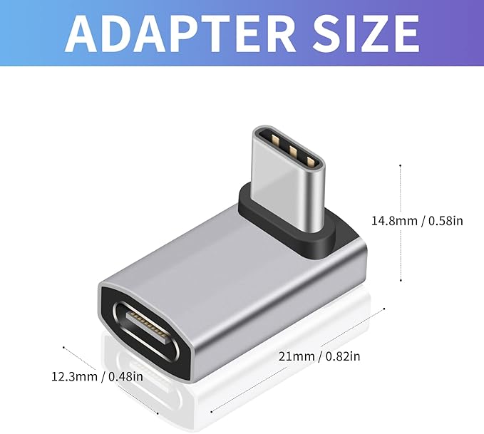 Duttek USB C 90 Degree Adapter [ 40Gbps, 240W PD,8K@60Hz Video] 90 Degree USB C Angle Adapter, Type C Male to Female Extender Connector for Tablet, HUB, Thunderbort ect 1 Pack