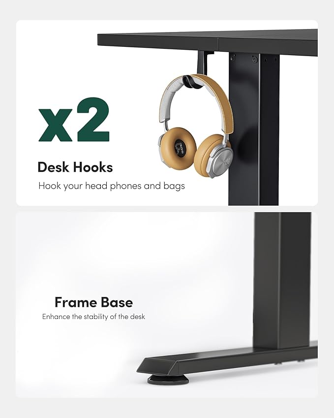 FEZIBO Electric Standing Desk Adjustable Height, 60 x 24 Inch Sit and Stand Desk, Home Office Desk, Ergonomic Workstation Computer Desk, Black