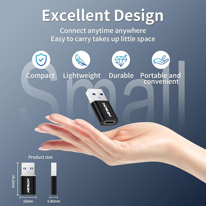 USB to USB C Adapter 4 Pack, USB C Female to USB3.0 Male OTG Adapter,Fast Charging 5Gbps Data Transfer for M-acBook Pad Phone 17/16/15 G-alaxy X-Peria Watch A-irpods M-agSafe Black